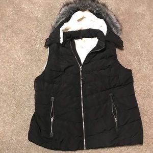 Green tea vest fleece lined with hood